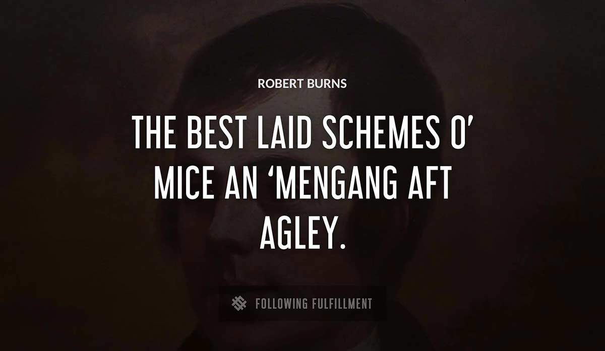 the best laid schemes o mice an mengang aft agley Robert Burns quote