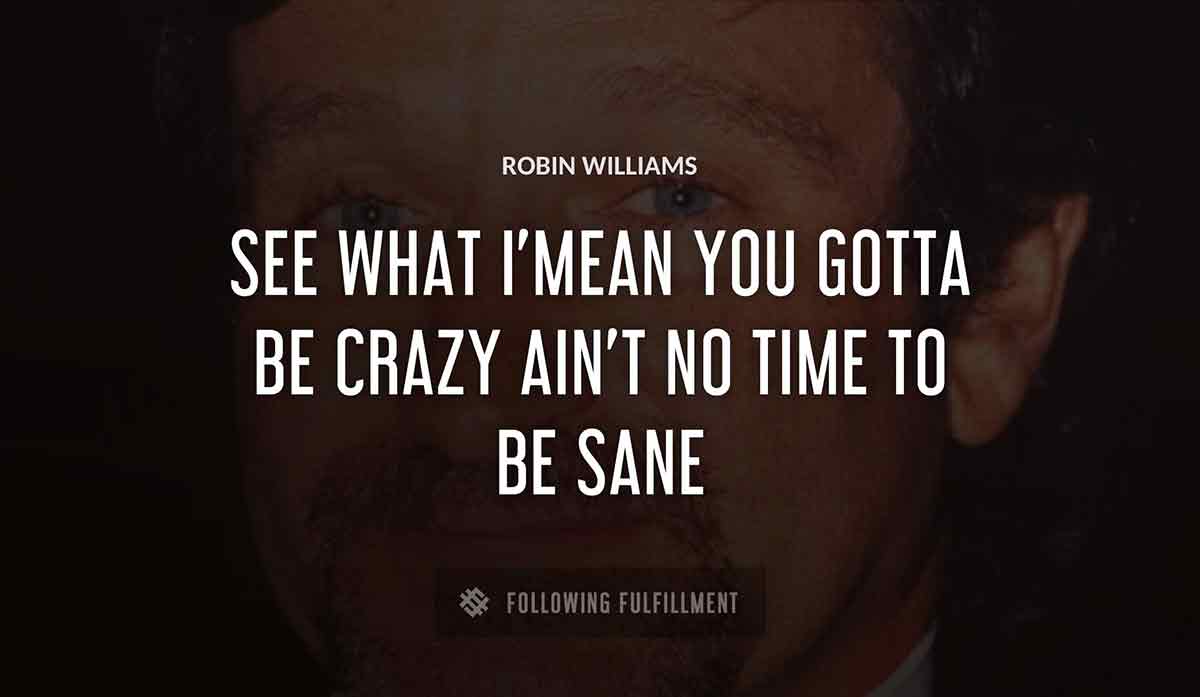 see what i mean you gotta be crazy ain t no time to be sane Robin Williams quote
