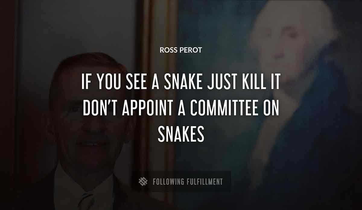 if you see a snake just kill it don t appoint a committee on snakes Ross Perot quote