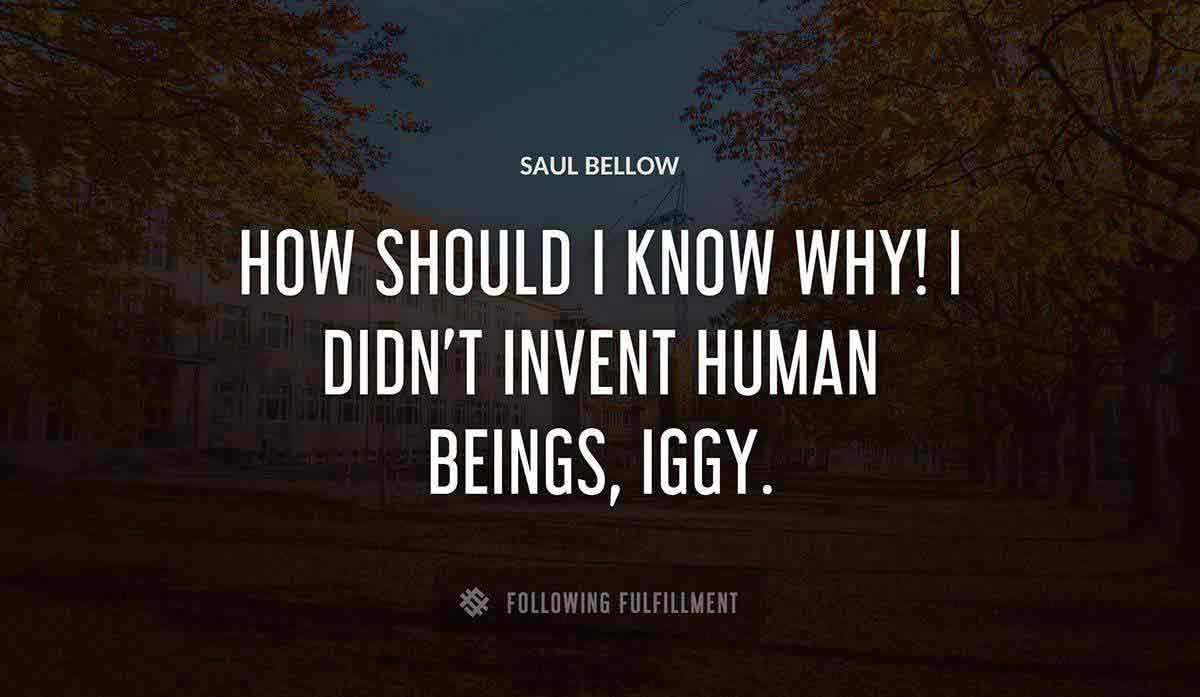 how should i know why i didn t invent human beings iggy Saul Bellow quote