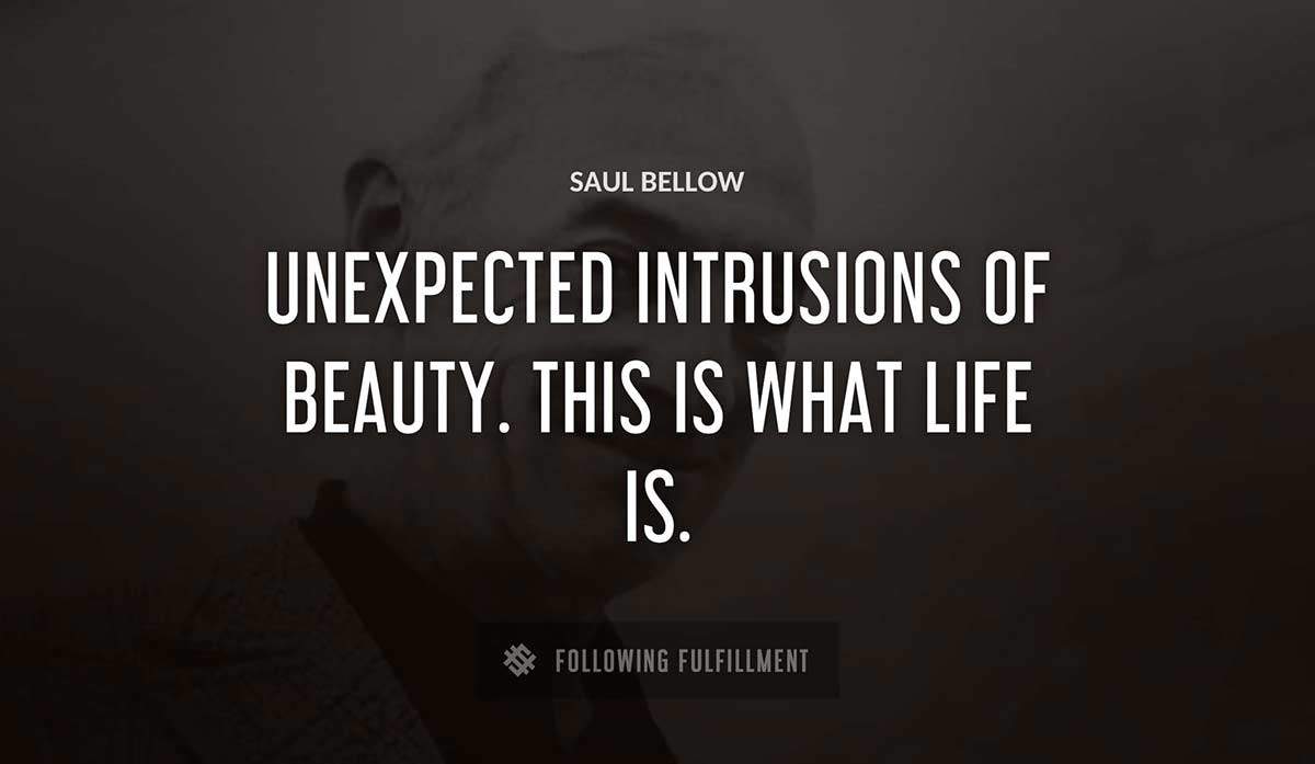 unexpected intrusions of beauty this is what life is Saul Bellow quote