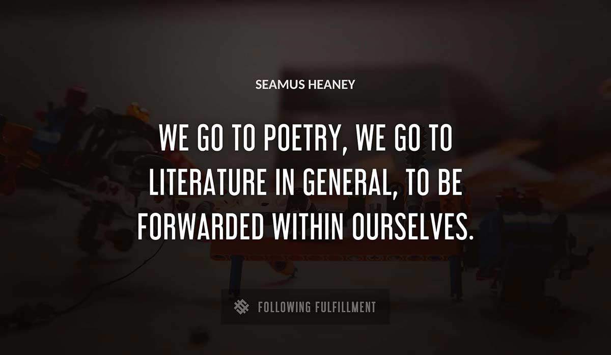 we go to poetry we go to literature in general to be forwarded within ourselves Seamus Heaney quote