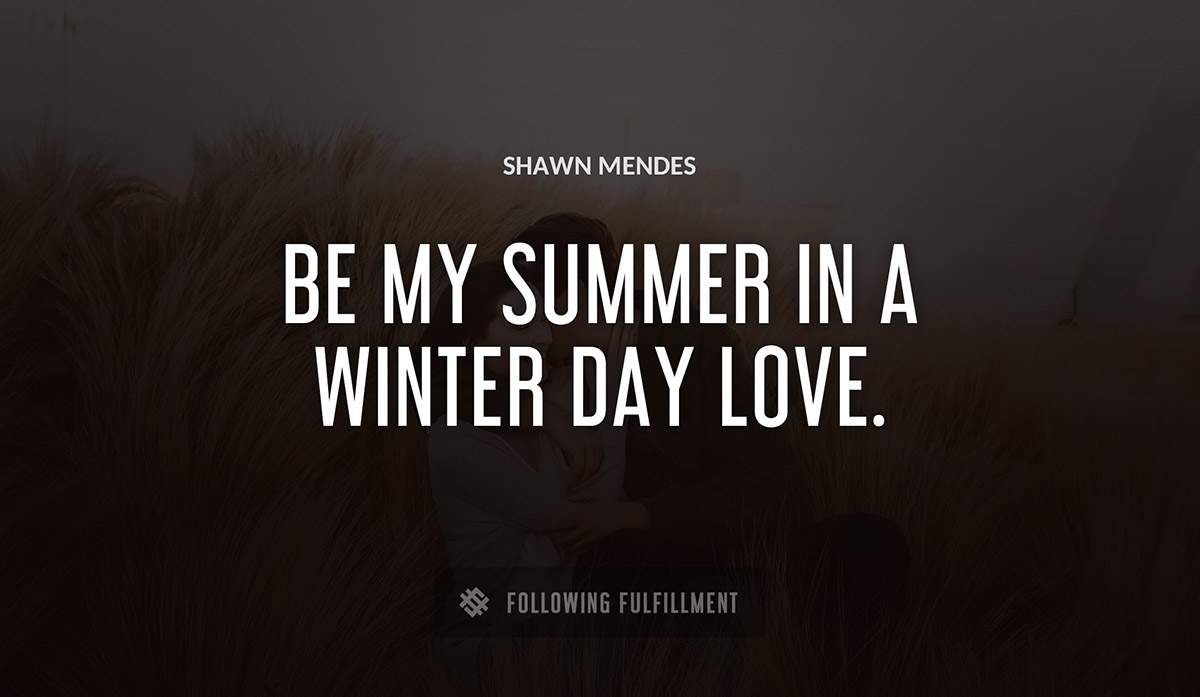 be my summer in a winter day love Shawn Mendes quote