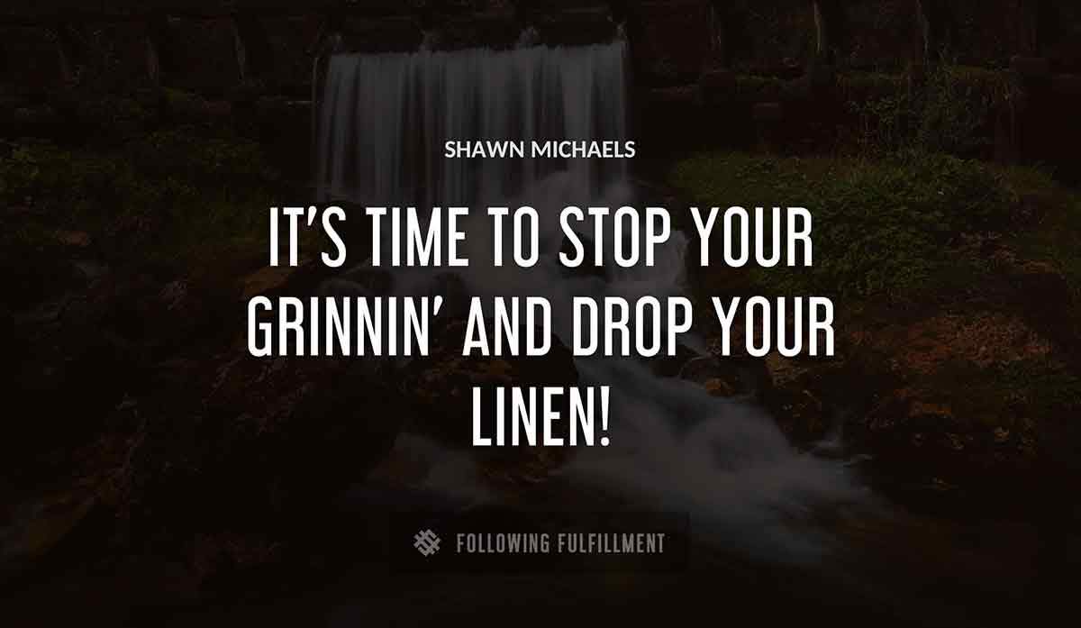 it s time to stop your grinnin and drop your linen Shawn Michaels quote