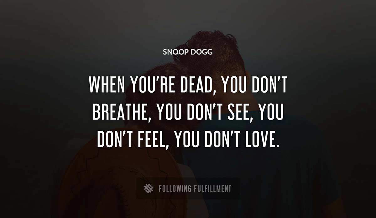 when you re dead you don t breathe you don t see you don t feel you don t love Snoop Dogg quote