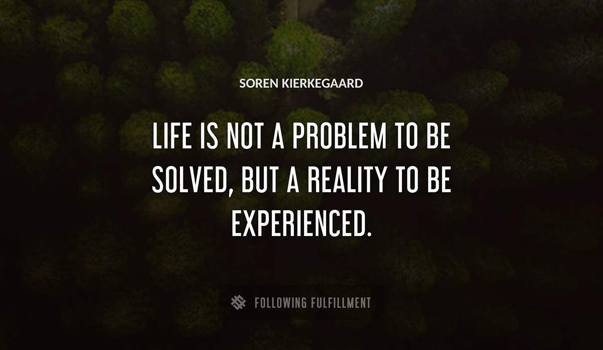 life is not a problem to be solved but a reality to be experienced Soren Kierkegaard quote
