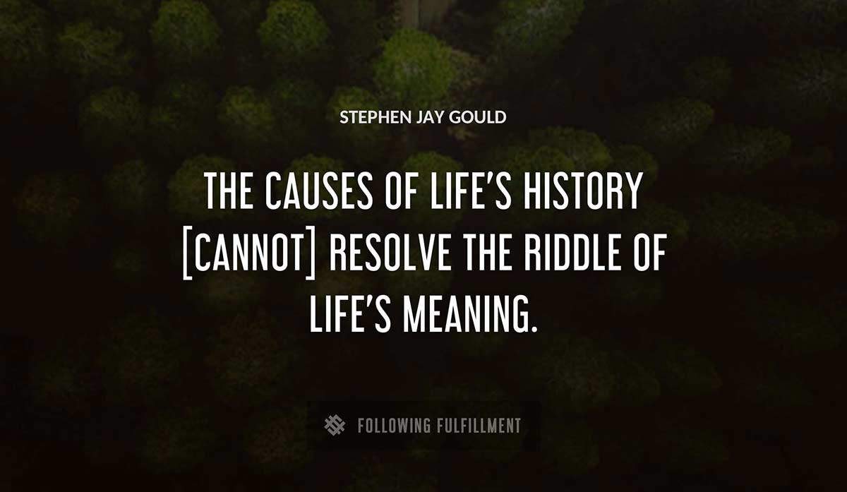 the causes of life s history cannot resolve the riddle of life s meaning Stephen Jay Gould quote