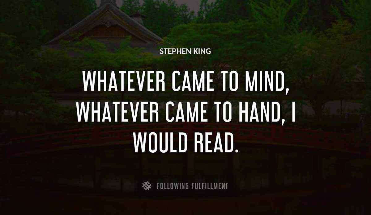 whatever came to mind whatever came to hand i would read Stephen King quote