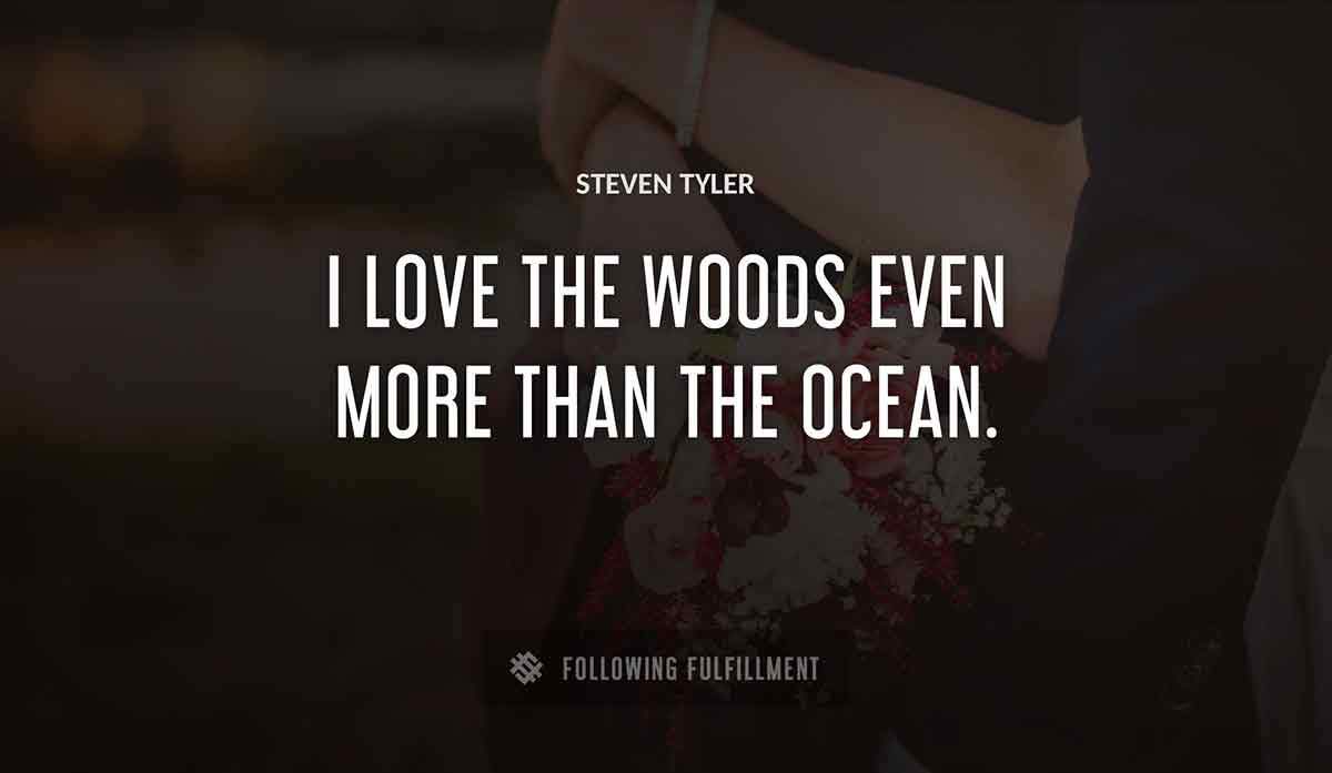 i love the woods even more than the ocean Steven Tyler quote