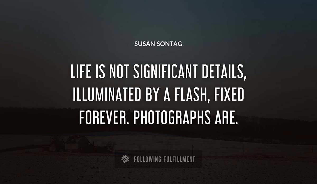 life is not significant details illuminated by a flash fixed forever photographs are Susan Sontag quote