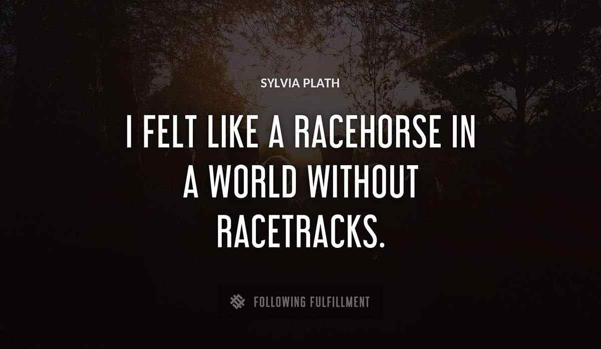 i felt like a racehorse in a world without racetracks Sylvia Plath quote