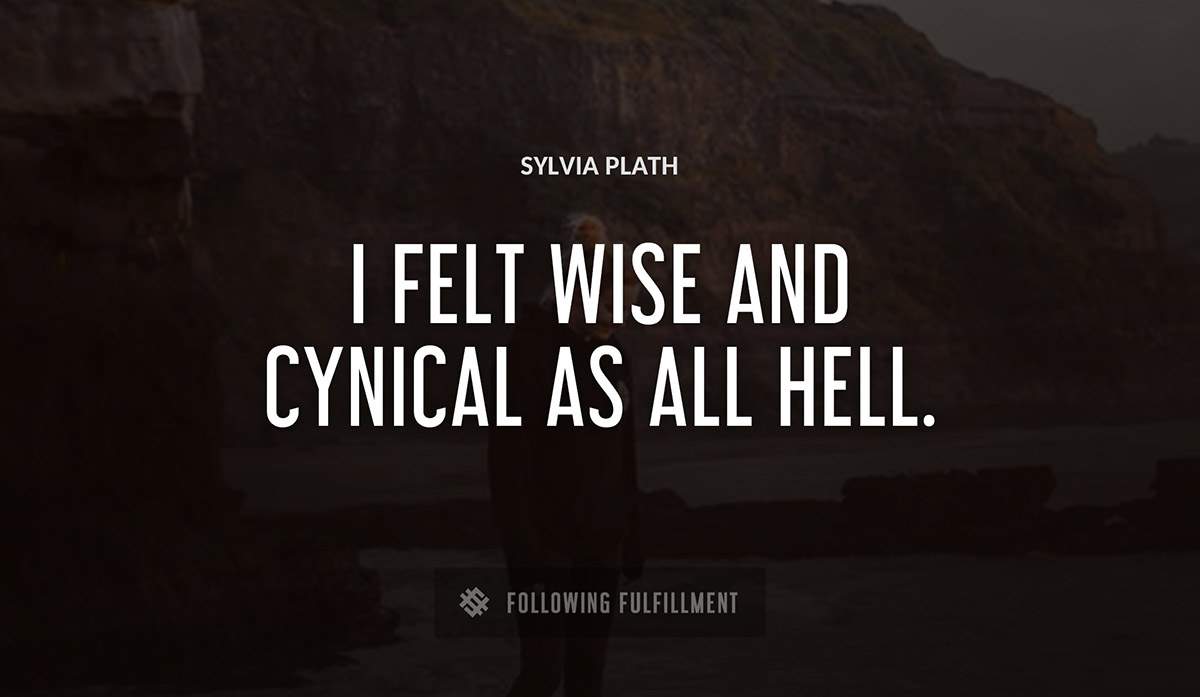 i felt wise and cynical as all hell Sylvia Plath quote