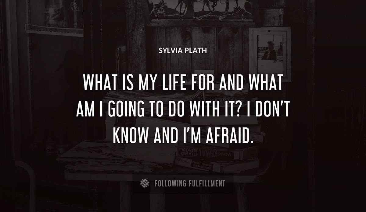 what is my life for and what am i going to do with it i don t know and i m afraid Sylvia Plath quote
