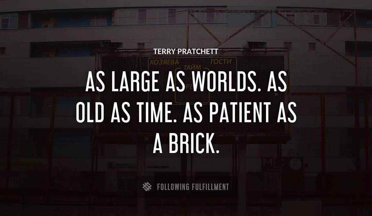 as large as worlds as old as time as patient as a brick Terry Pratchett quote