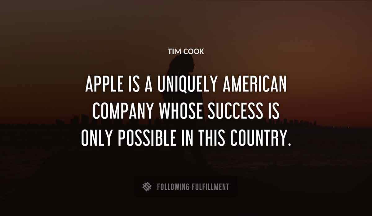 apple is a uniquely american company whose success is only possible in this country Tim Cook quote