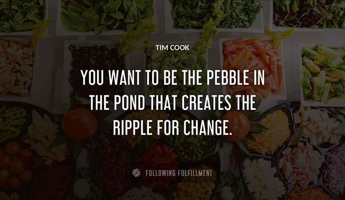 you want to be the pebble in the pond that creates the ripple for change Tim Cook quote