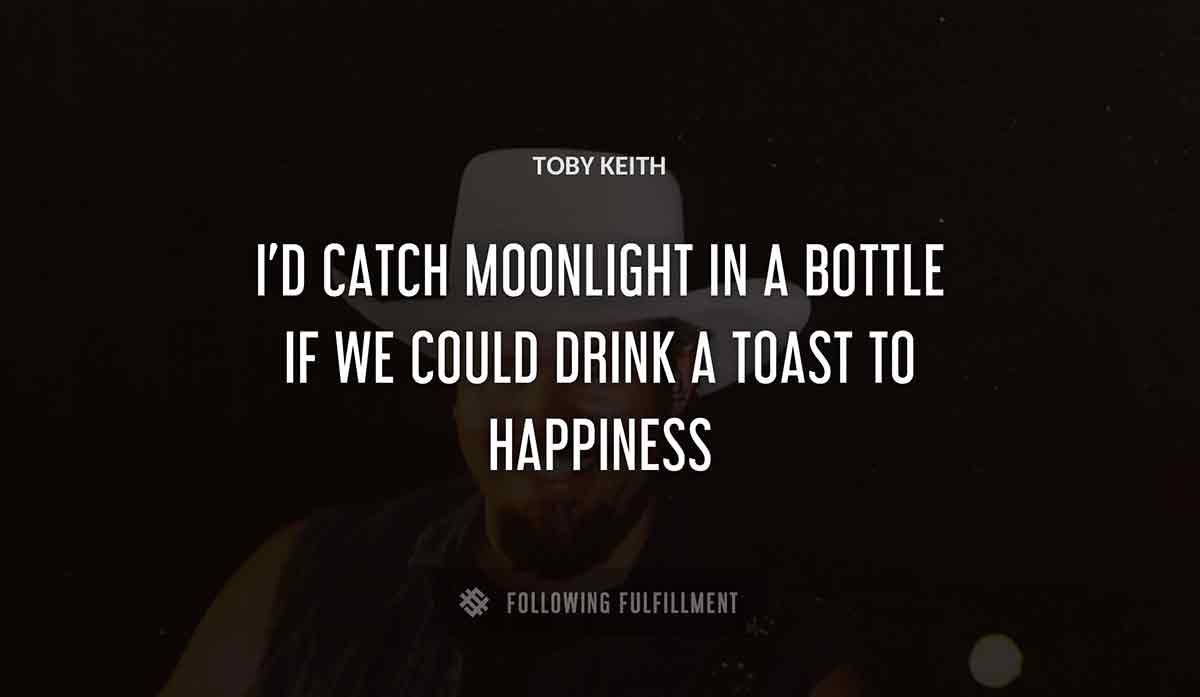 i d catch moonlight in a bottle if we could drink a toast to happiness Toby Keith quote