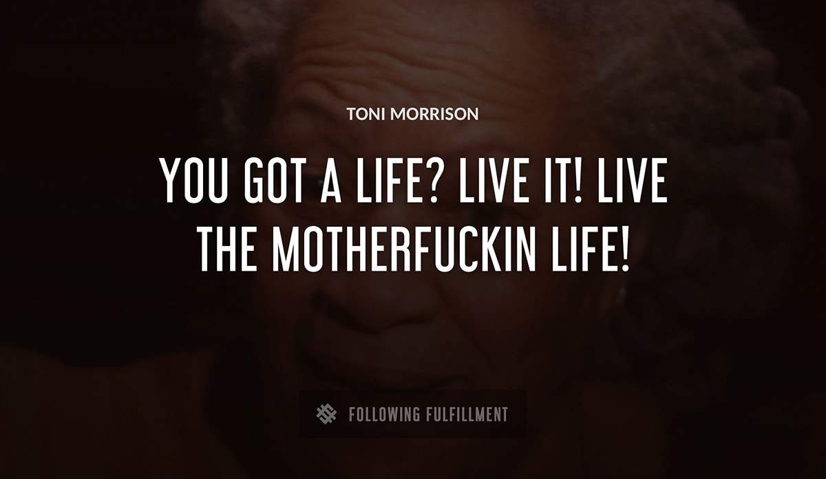 you got a life live it live the motherfuckin life Toni Morrison quote