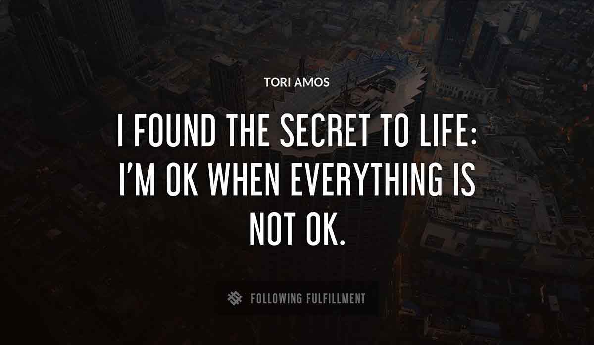 i found the secret to life i m ok when everything is not ok Tori Amos quote