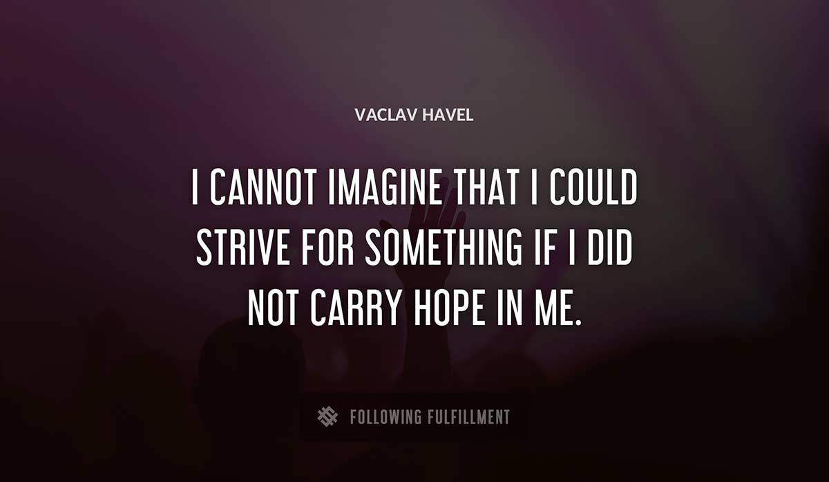 i cannot imagine that i could strive for something if i did not carry hope in me Vaclav Havel quote