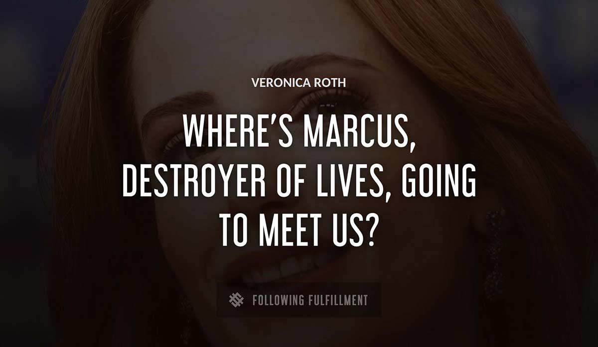 where s marcus destroyer of lives going to meet us Veronica Roth quote