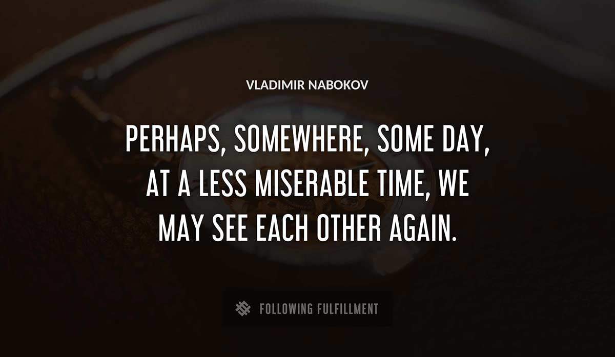 perhaps somewhere some day at a less miserable time we may see each other again Vladimir Nabokov quote