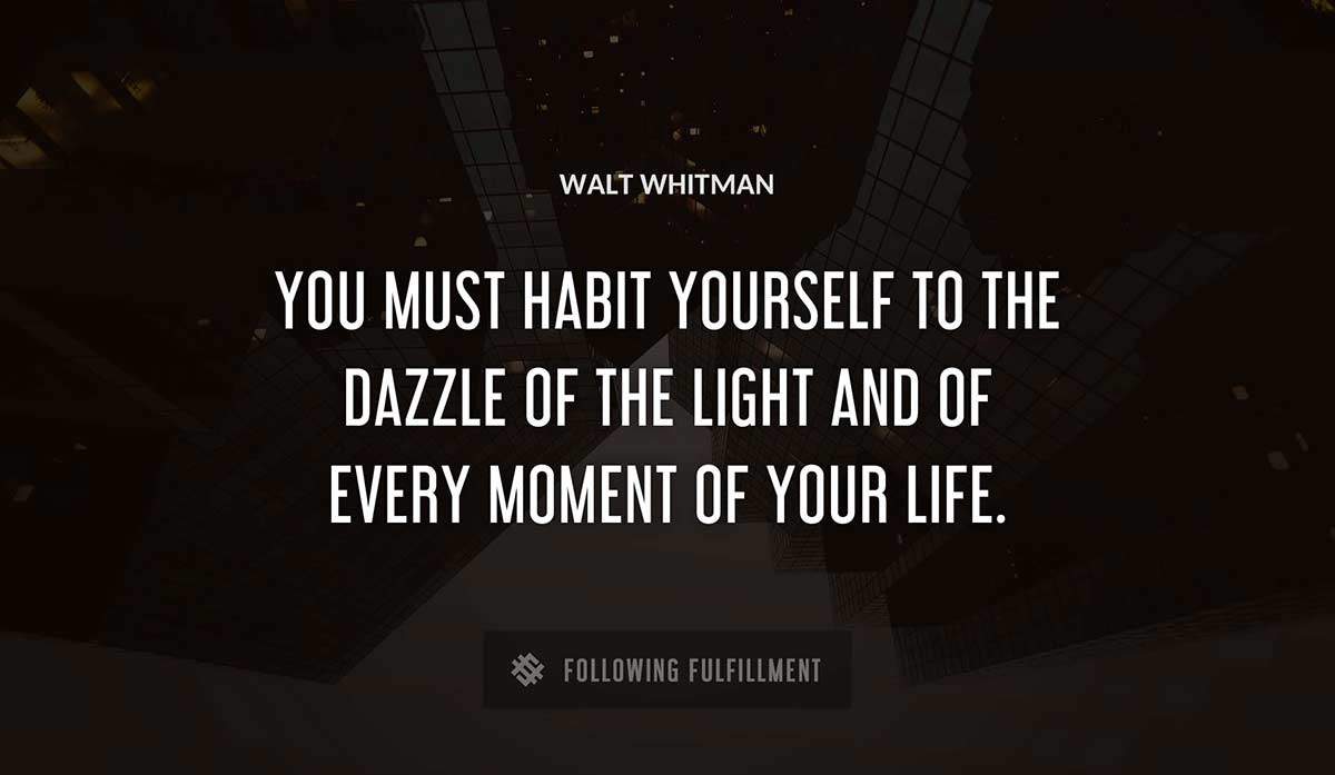 you must habit yourself to the dazzle of the light and of every moment of your life Walt Whitman quote