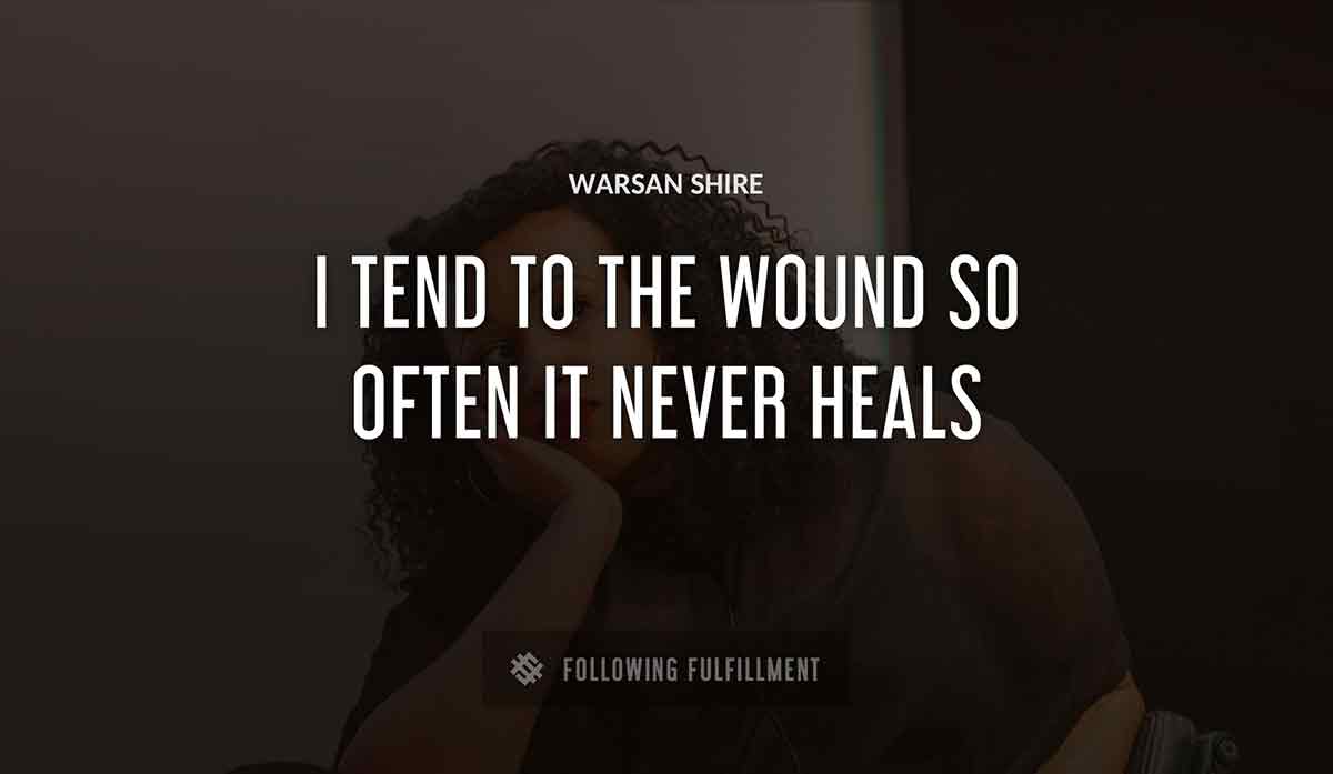 i tend to the wound so often it never heals Warsan Shire quote