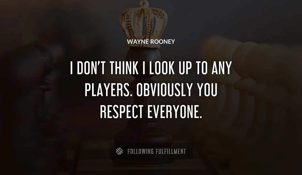 i don t think i look up to any players obviously you respect everyone Wayne Rooney quote