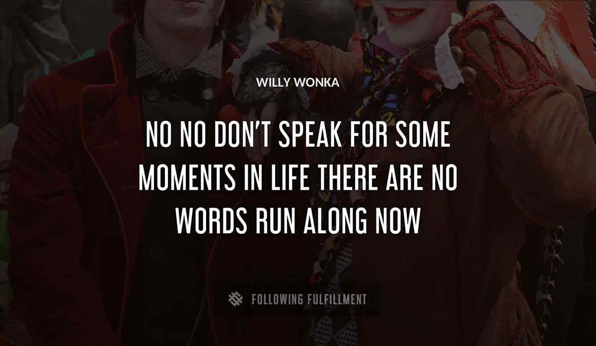 no no don t speak for some moments in life there are no words run along now Willy Wonka quote