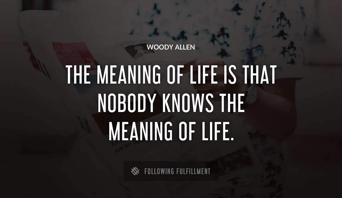 the meaning of life is that nobody knows the meaning of life Woody Allen quote