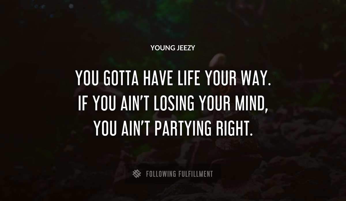 you gotta have life your way if you ain t losing your mind you ain t partying right Young Jeezy quote