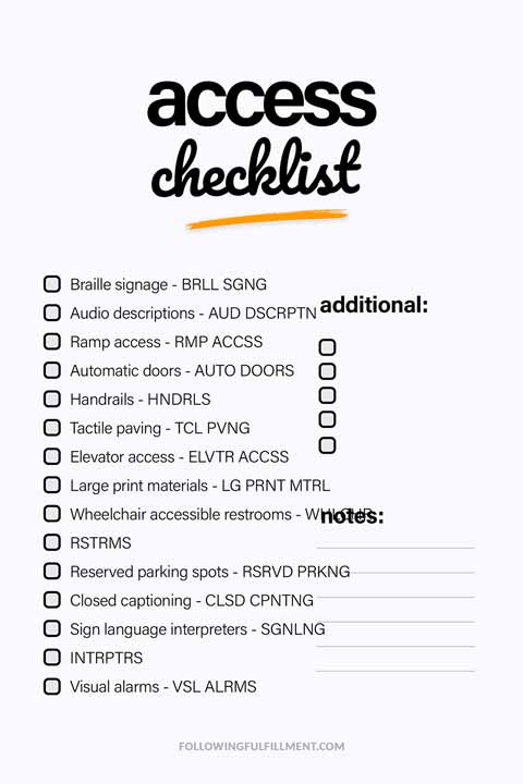 Access checklist