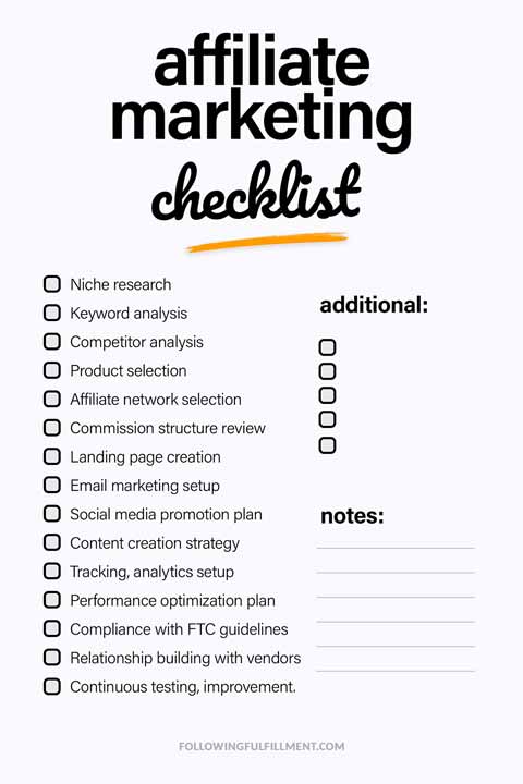 Affiliate Marketing checklist