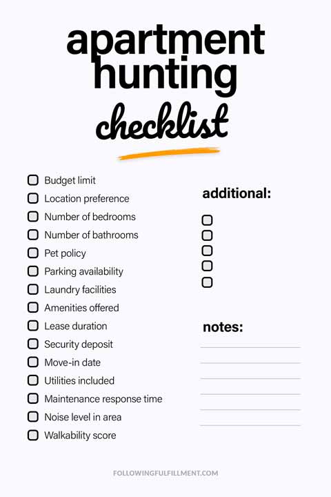 Apartment Hunting checklist