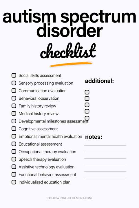 Autism Spectrum Disorder checklist