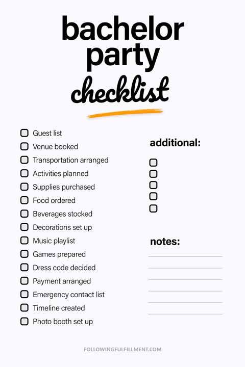 Bachelor Party checklist