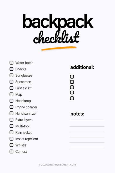 Backpack checklist