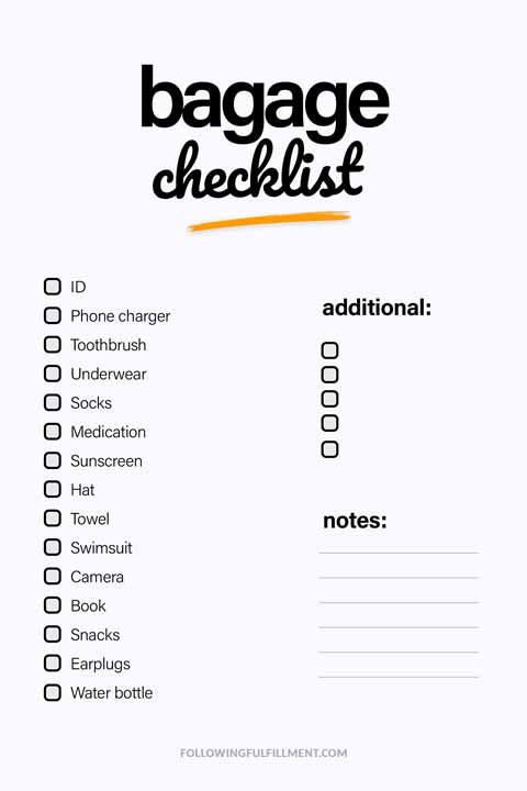 Bagage checklist