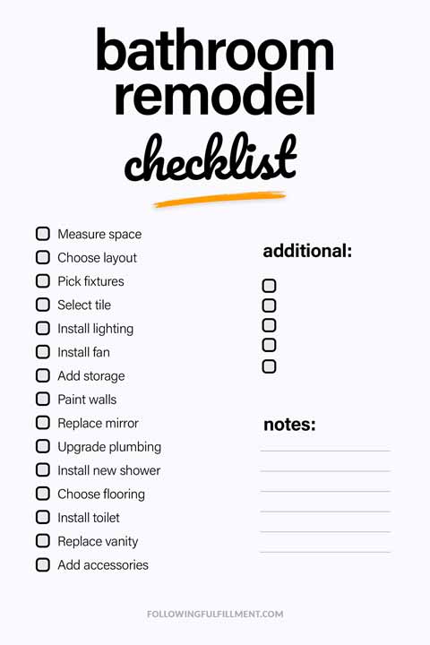 Bathroom Remodel checklist
