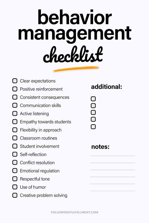 Behavior Management checklist