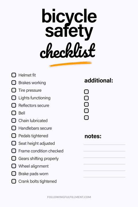 Bicycle Safety checklist