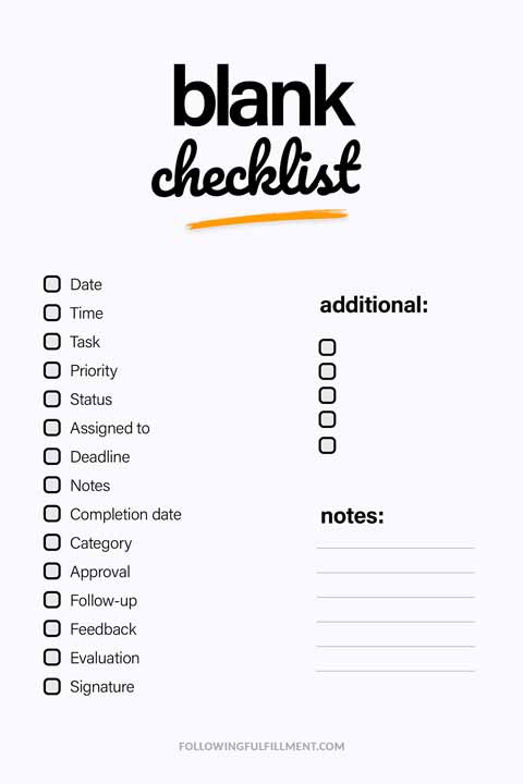 Blank checklist