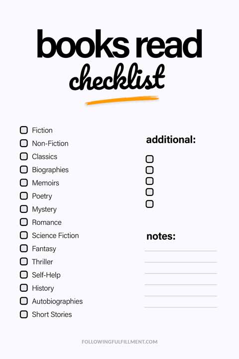 Books Read checklist
