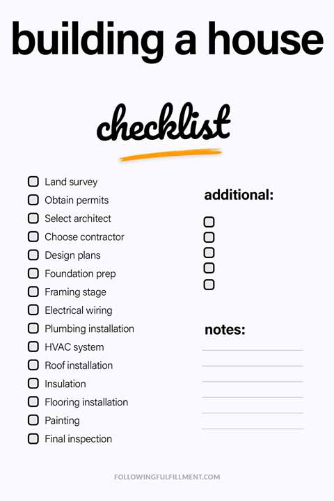 Building A House checklist