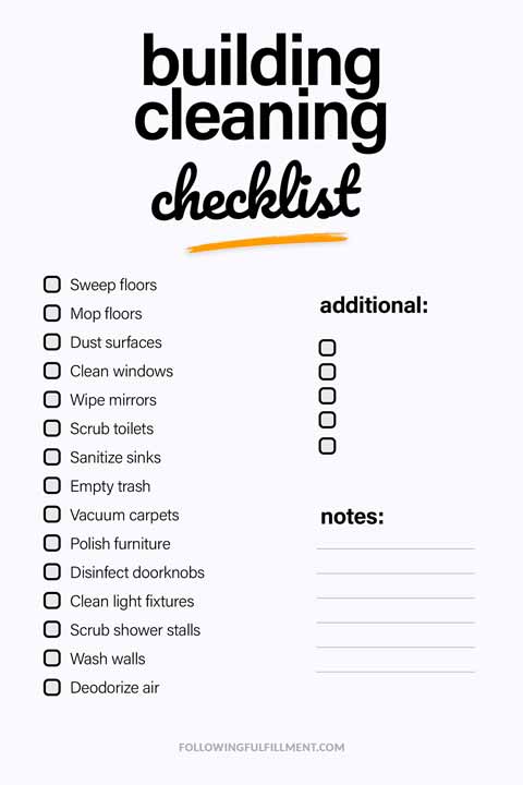 Building Cleaning checklist