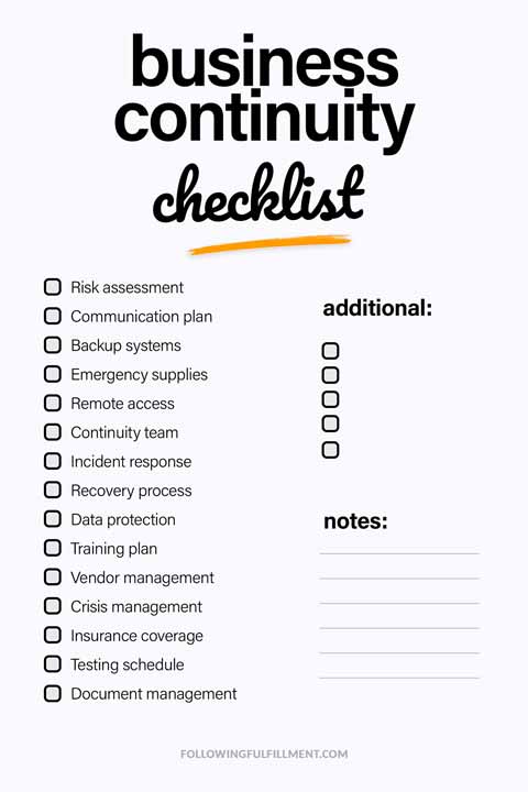 Business Continuity checklist