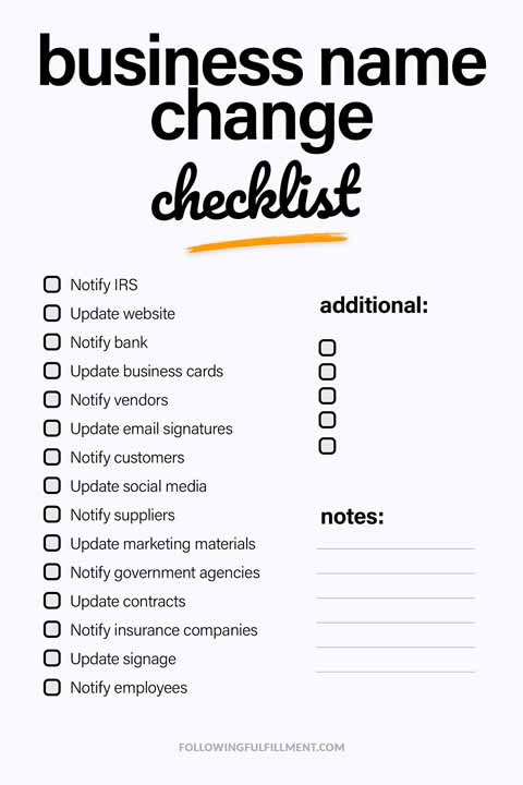 Business Name Change checklist