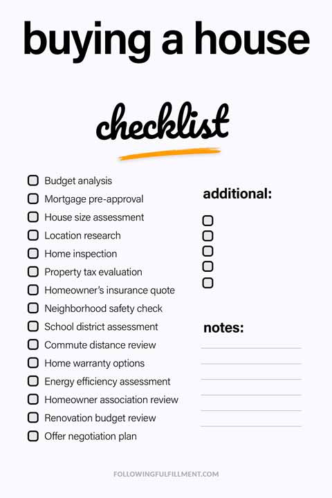 Buying A House checklist
