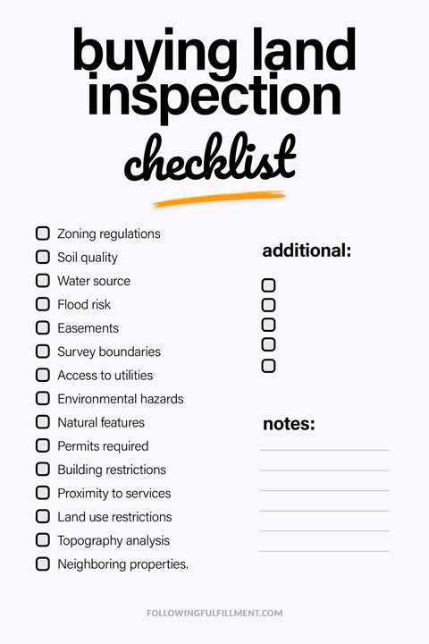 Buying Land Inspection checklist
